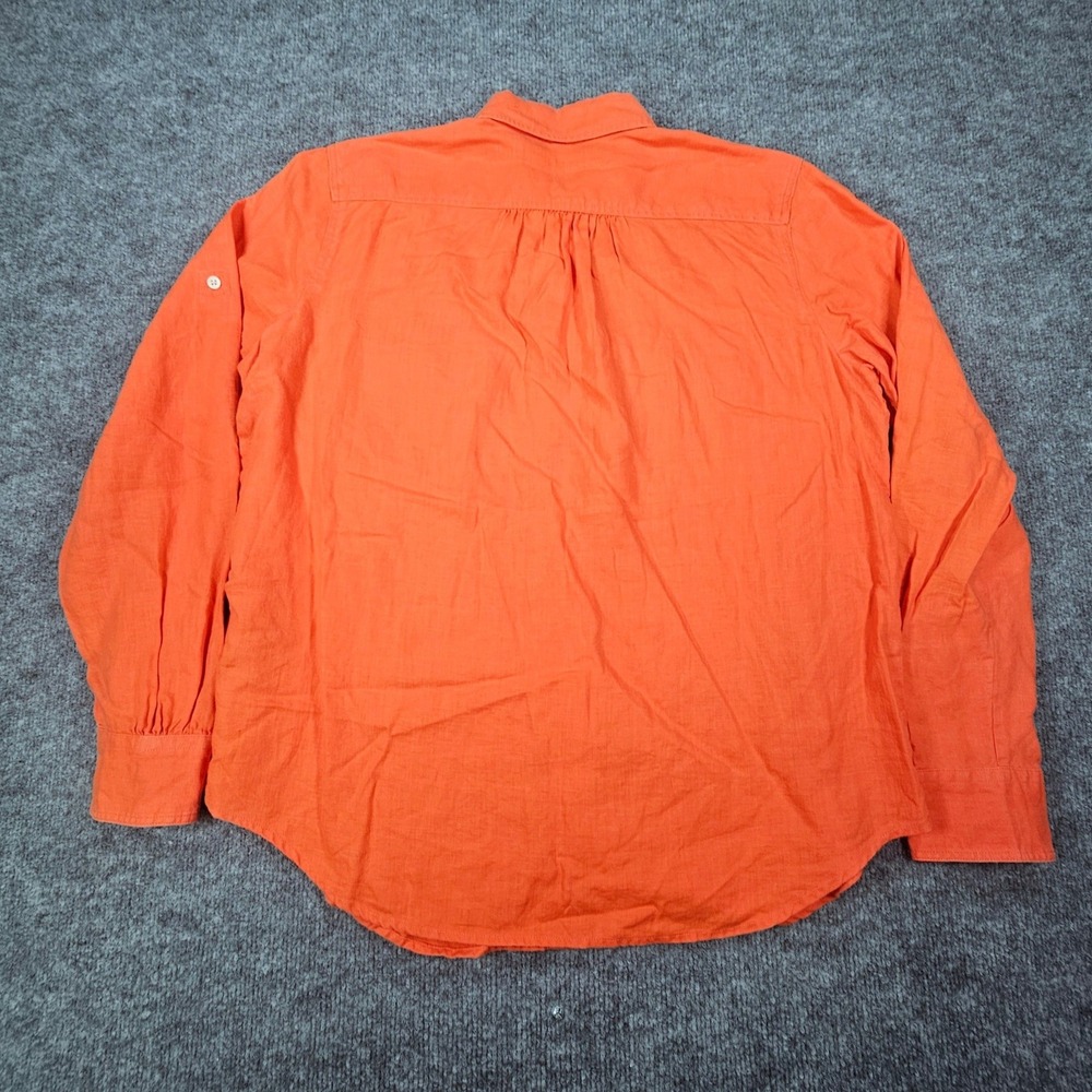 Lauren Ralph Lauren Linen Shirt Womens Large L Coral Orange Roll Tab Utility * - Picture 5 of 7